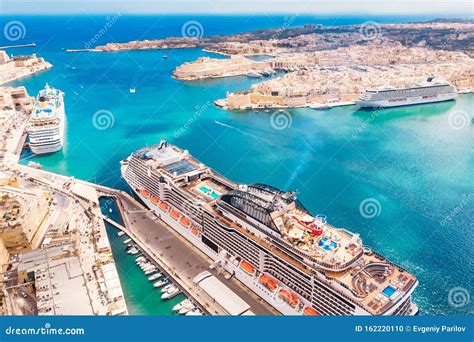 Cruise Ship Liner Port of Valletta, Malta. Aerial View Photo Stock ...