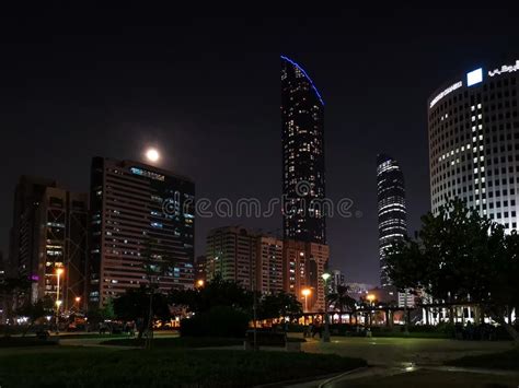 Abu Dhabi City Skyline, Sheikh Mohammed Al Maktoum Tower at Night ...