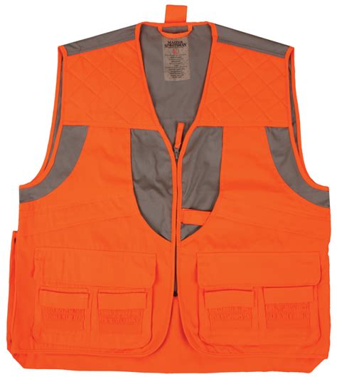 Adult Blaze Orange/Tan Deluxe Shell Hunting Vest/Game Bag - Master Sportsman