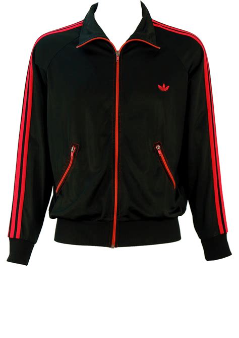 Vintage 70's Adidas Black Track Jacket with Red Stripes and Curved ...