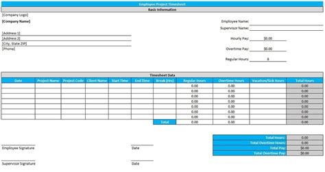 Project Timesheet Template in Excel (Download.xlsx)