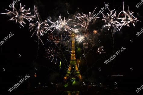 Traditional Fireworks French National Holiday Took Editorial Stock ...