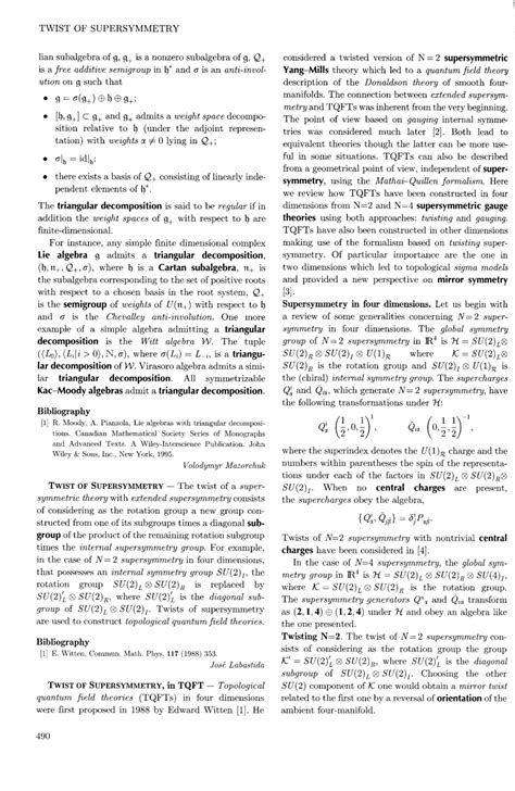 (PDF) THE TWIST OF SUPERSYMMETRY AND TOPOLOGICAL QUANTUM FIELD THEORY