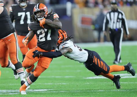 Kareem Hunt overcome with emotion before Bengals game; Josh Allen’s elbow being evaluated ...