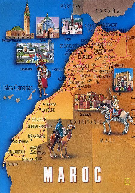 Marruecos Map Card | Morocco map, Visit morocco, Tourist map