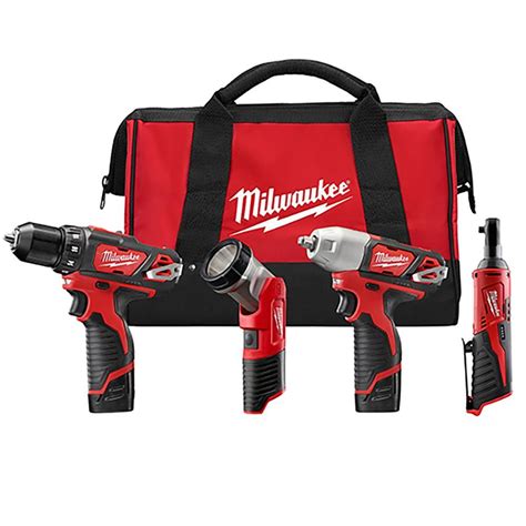 Milwaukee m12 12v lithium ion cordless combo tool kit 4 tool with 2 1 5 ...