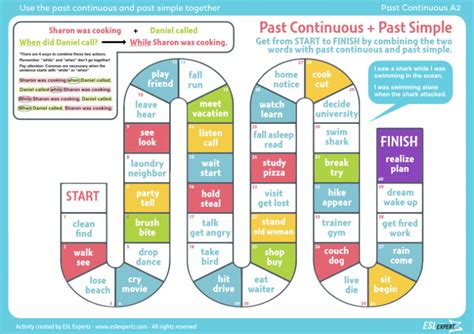 Past Continuous and Past Simple - Board Game - ESL Expertz