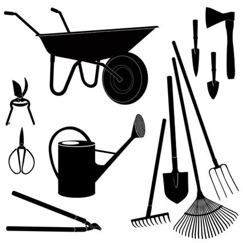 Gardening tools isolated. Garden equipment silhouette set. 527509 ...