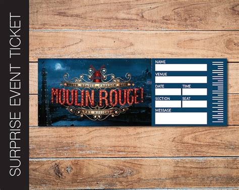 Printable MOULIN ROUGE Broadway Surprise Ticket. Editable | Etsy Australia