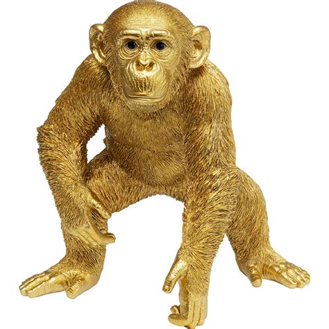 Deco Figurine Playing Ape Gold 50