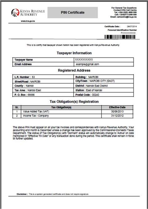 Tax Compliance Certificate Sample | HQ Printable Documents