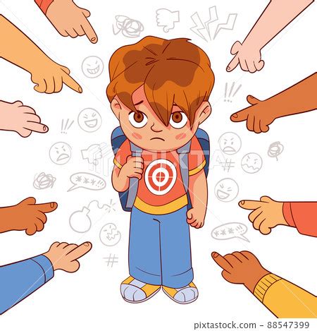 Bullying at school. Colorful cartoon characters - Stock Illustration [88547399] - PIXTA