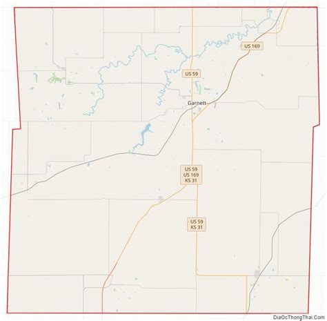 Map of Anderson County, Kansas - Thong Thai Real