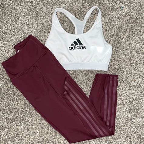 adidas | Pants & Jumpsuits | Adidas Maroon Color High Rise Yoga Pants | Poshmark