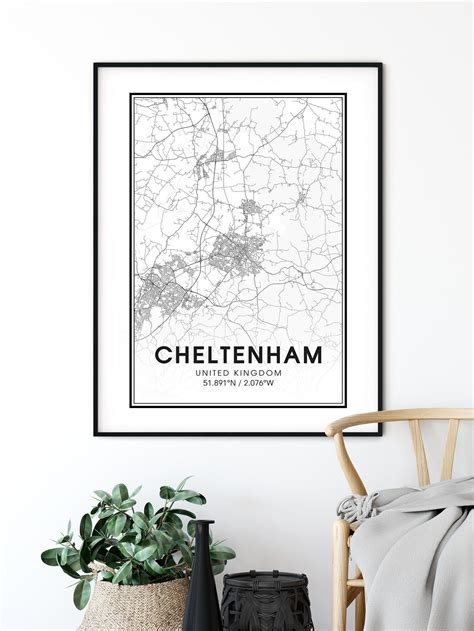 Cheltenham City Map Print City Map Wall Art Cheltenham | Etsy