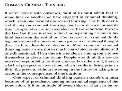 Criminal Thinking