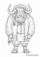 Musk ox Coloring Page » Free Download Artus Art sketch template