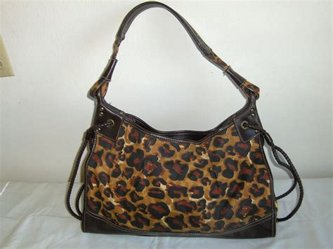 Franco Sarto Hobo Bag Animal Print Purse Tote Shoulder Hand Bag Black and Brown - Handbags & Purses