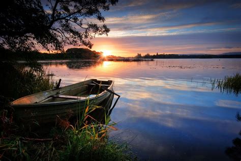 Sunrise, Lake of Menteith, Trossachs | Закаты, Картины пейзажа, Пейзажи