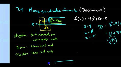 7.4 Using the discriminant and finding vertex - YouTube