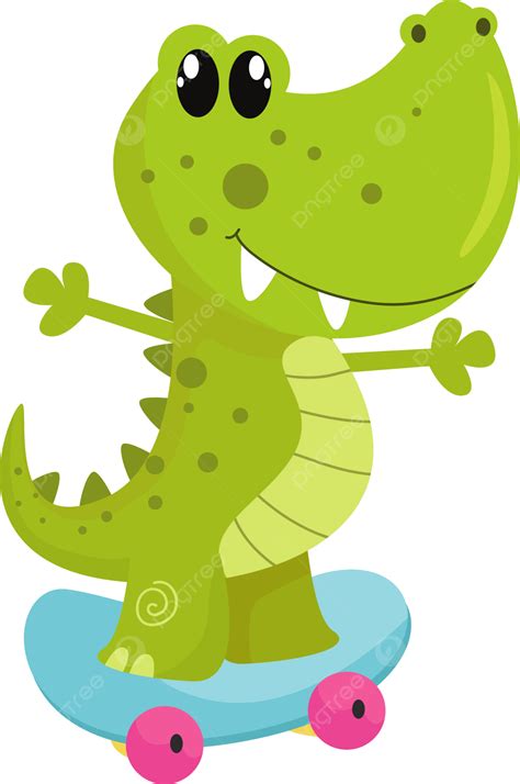 Aligator Crocodile Mascot Logo Cartoon Animal Play Skateboard, Crocodile Clipart, Cartoon ...