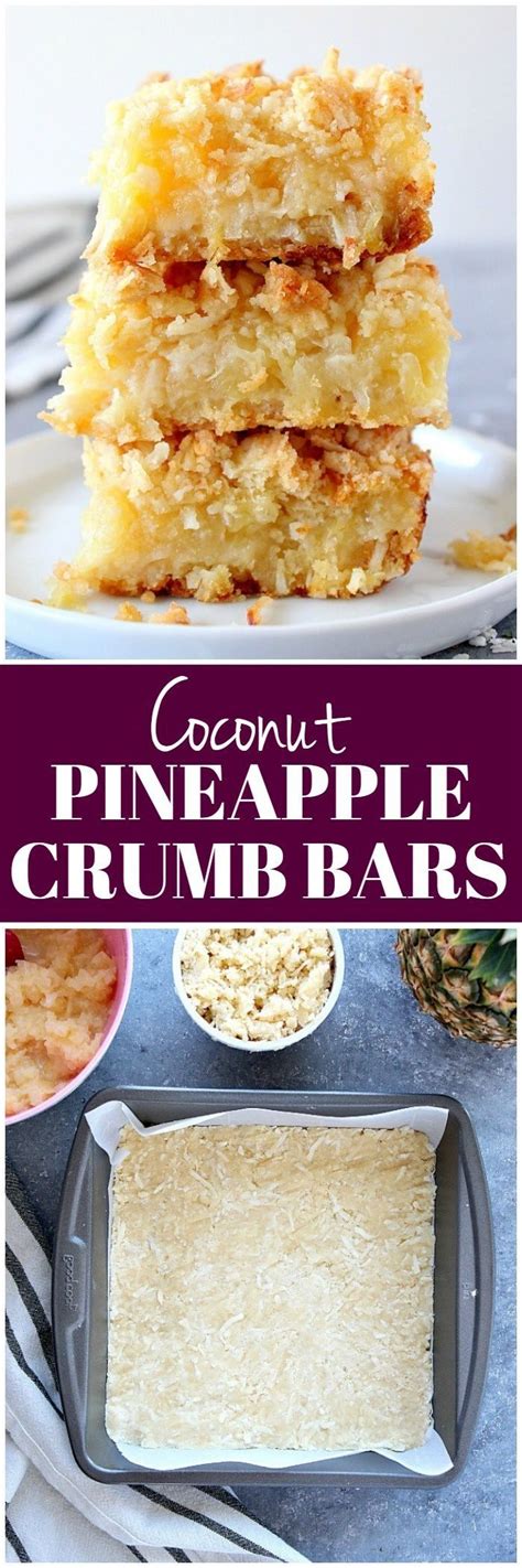 coconut pineapple crumb bars are an easy dessert recipe