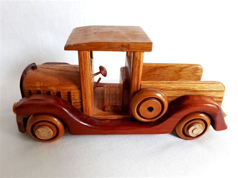 Vintage Handcrafted Wooden Old Automobile Replica Antique Pickup Car Model Retro Car Toy Kid ...