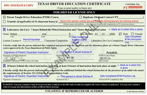 Replacement Certificate – All American Driving School