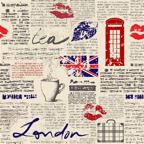 British Newspaper Style Seamless Background Element Vector Material, Sea Drawing, Newspaper ...