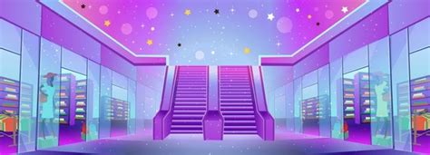 Premium Vector | Shopping mall with stores and an escalator. concept of big sale or mobile ...