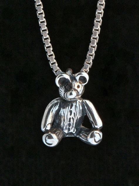 Teddy Bear Necklace Silver Teddy Bear Charm Teddy Bear | Etsy