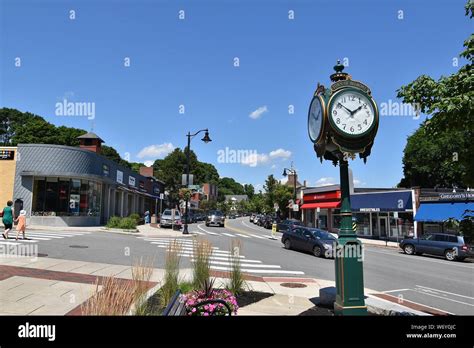 A view of Belmont Center (downtown Belmont), Massachusetts in Metro Boston Stock Photo - Alamy