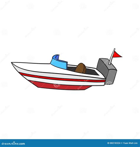 Private Speed Motor Cutter Boat Isolated On White Cartoon Vector | CartoonDealer.com #216493701