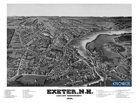 Beautifully restored map of Exeter, New Hampshire from 1884 - KNOWOL