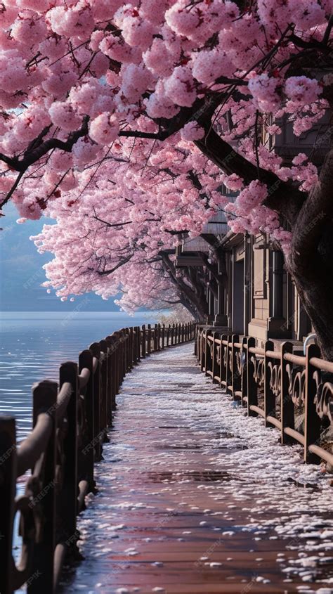 Premium AI Image | wallpaper of cherry blossom scenery