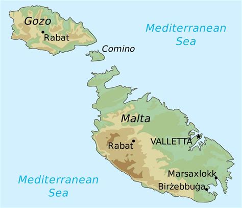 Large detailed elevation map of Malta and Gozo | Malta | Europe | Mapsland | Maps of the World