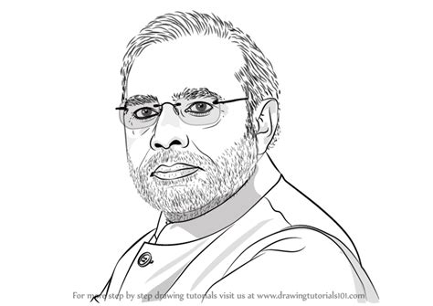 Learn How to Draw Narendra Modi (Politicians) Step by Step : Drawing Tutorials