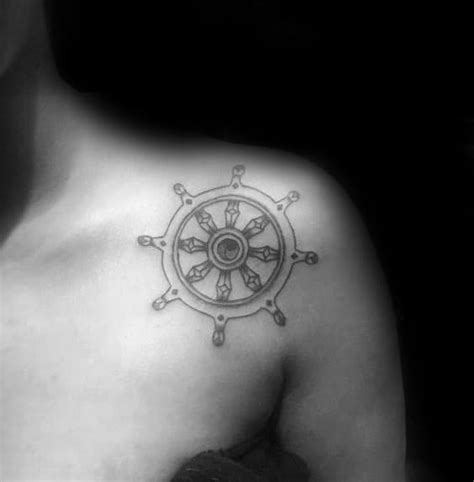 40 Dharma Wheel Tattoo Designs For Men - Dharmachakra Ink Ideas