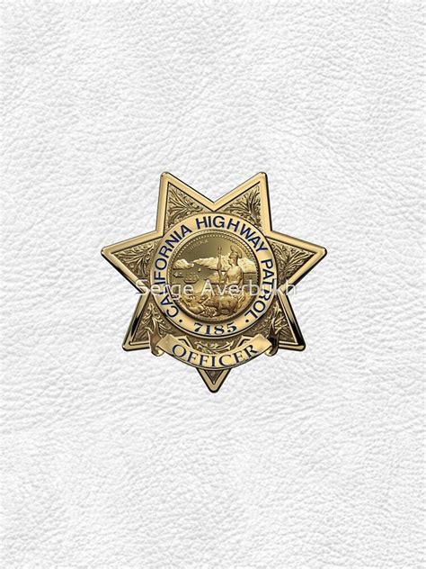 "California Highway Patrol - CHP Officer Badge 7185 over White Leather ...