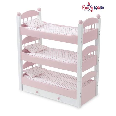 Emily Rose 18 Inch Doll Stackable Bunk Bed Triple Bunkbed | 18" Doll Bed Bunk Includes 3 Sets of ...