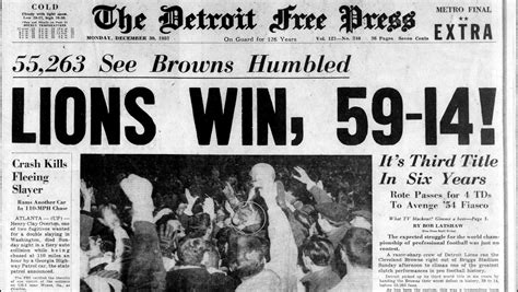 Free Press pages from 1957 Detroit Lions championship win