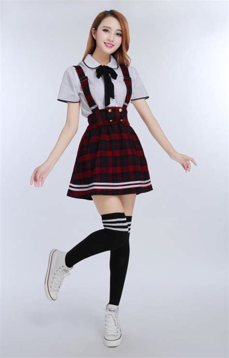 Japanese School Uniform for girls Students Class Sweet Clothes Plus size Navy Straps skirt ...