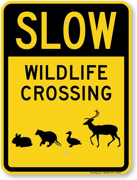 Wild Life Crossing Slow Down Sign | Rabbit, Deer Symbols, SKU: K-0759