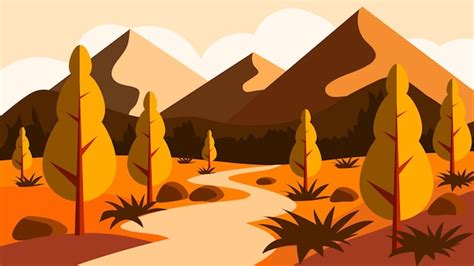 Premium Vector | Mountain landscape scenery flat design vector illustration