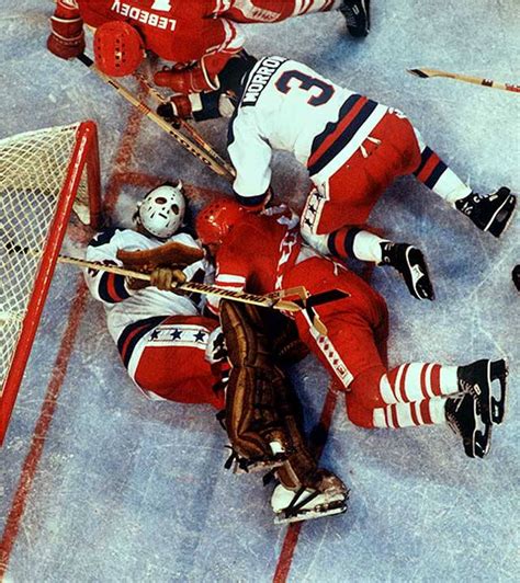 USA goalie Jim Craig (30) and defenseman Ken... - SI Photo Blog