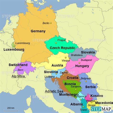 Map Of Central Europe – Topographic Map of Usa with States