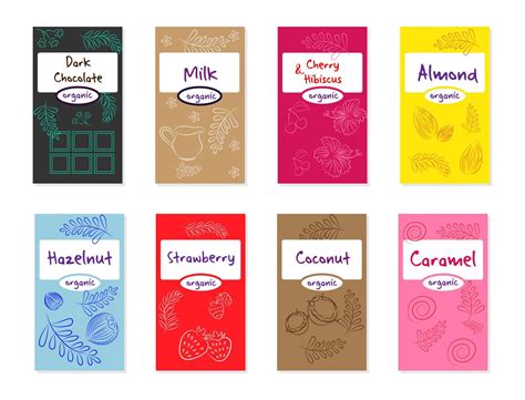 Chocolate packaging set, template with pattern in doodle style ...