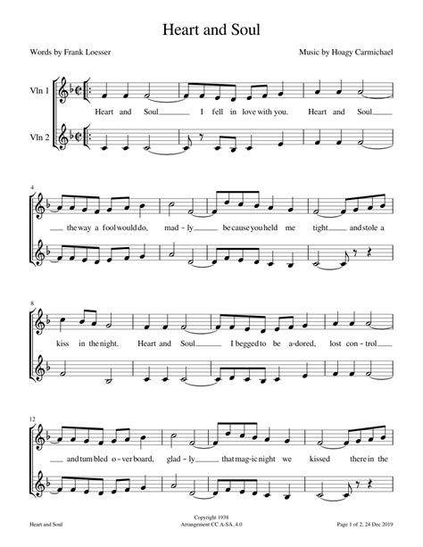 Heart and Soul Sheet music for Violin (String Duet) | Musescore.com