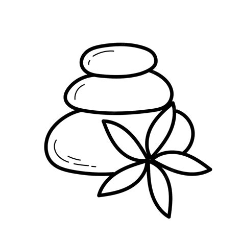 Premium Vector | Zen stone with flower outline doodle icon spa concept ...