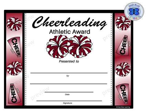 Cheerleading Printable EDITABLE Cheerleader Certificate Sports Award Cheerleading Award Design ...